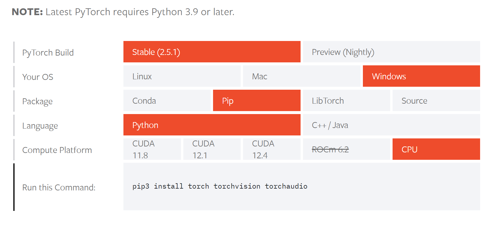 安装pytorch