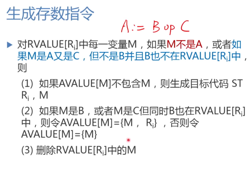 生成存数指令算法